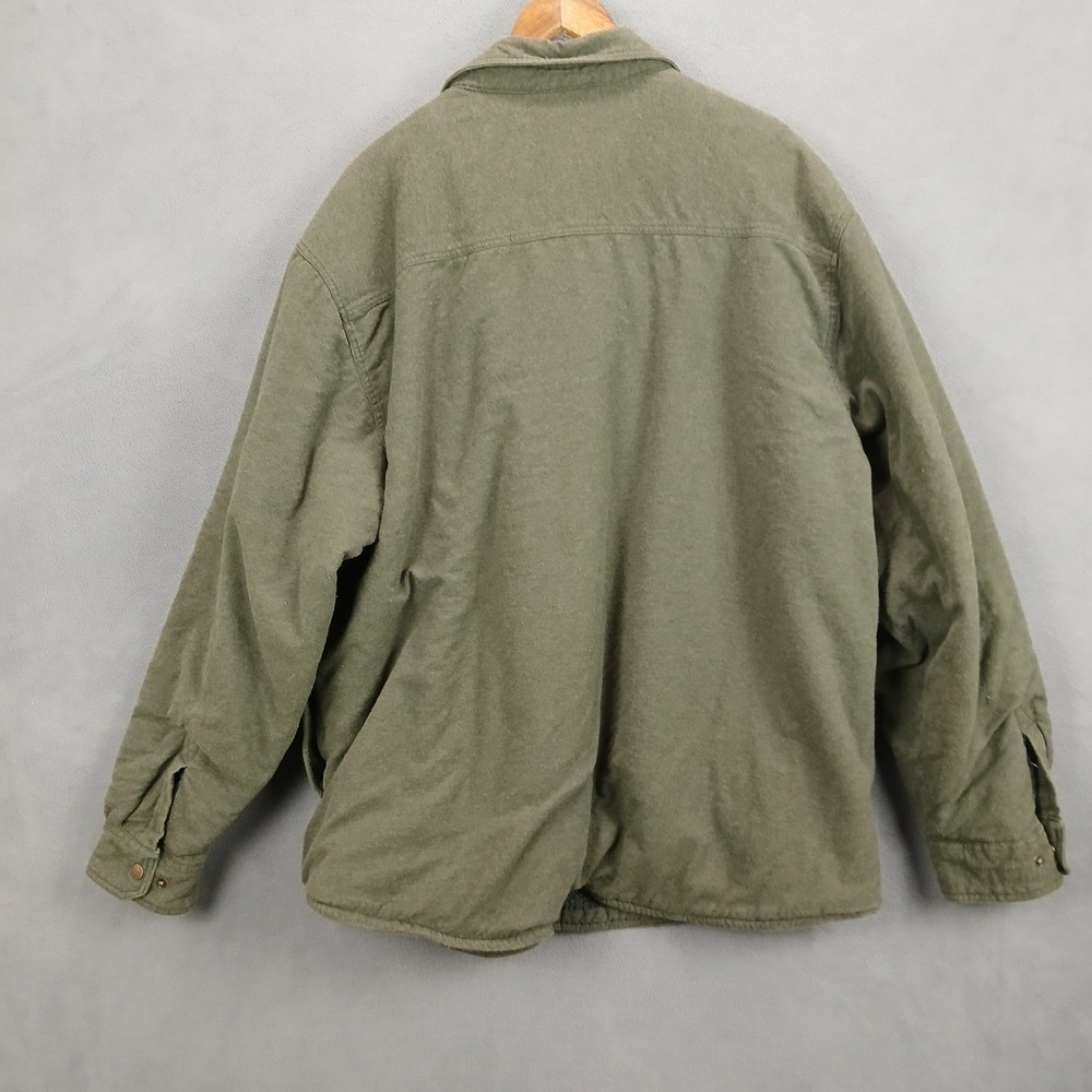 CQR Shacket Men 2XL Olive Green Cotton Flannel Fleece Lined Snap Front Insulated - Picture 2 of 8